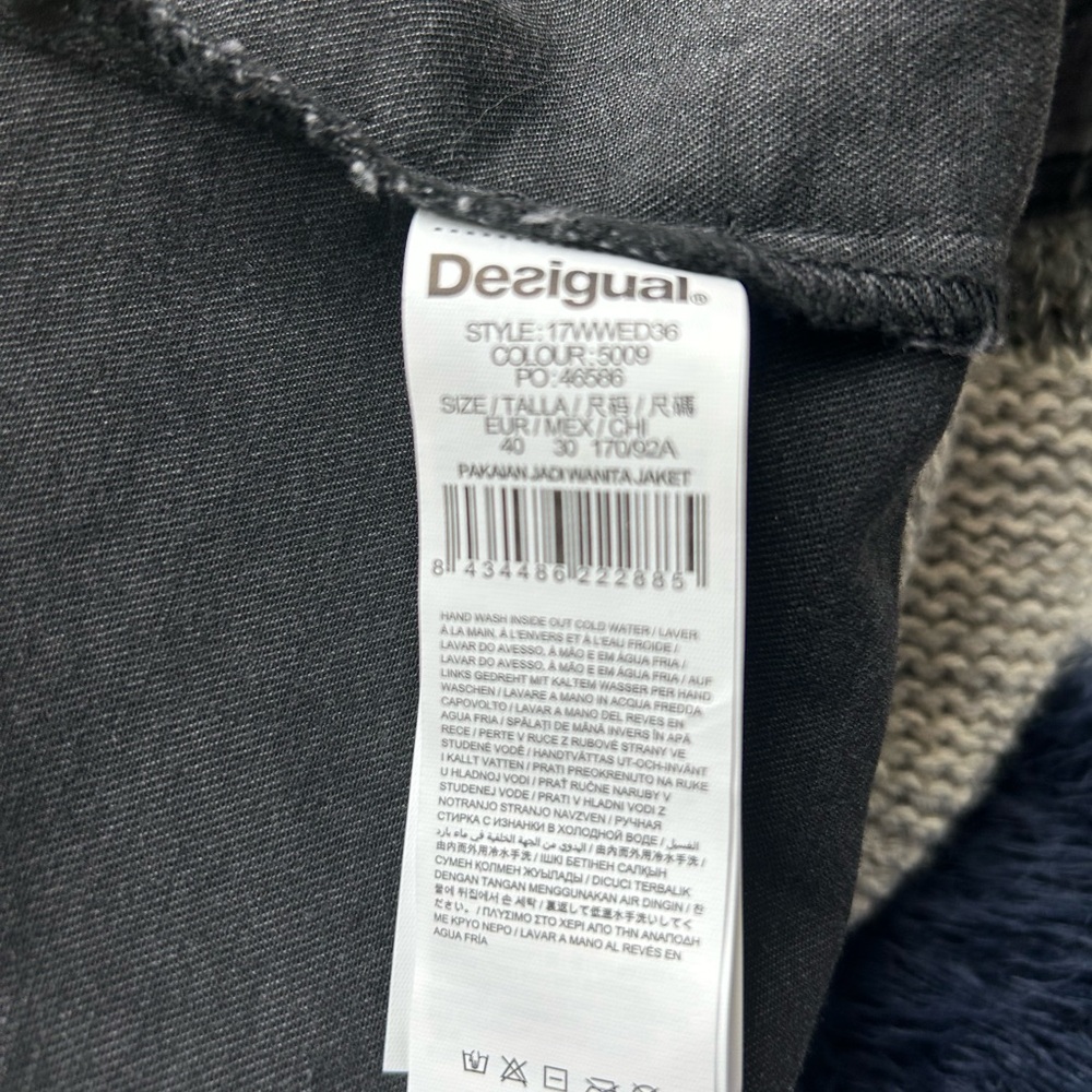 Desigual Multicolored Jean Jacket with Mixed Textiles & Unique Design, size 40 - Picture 9 of 10